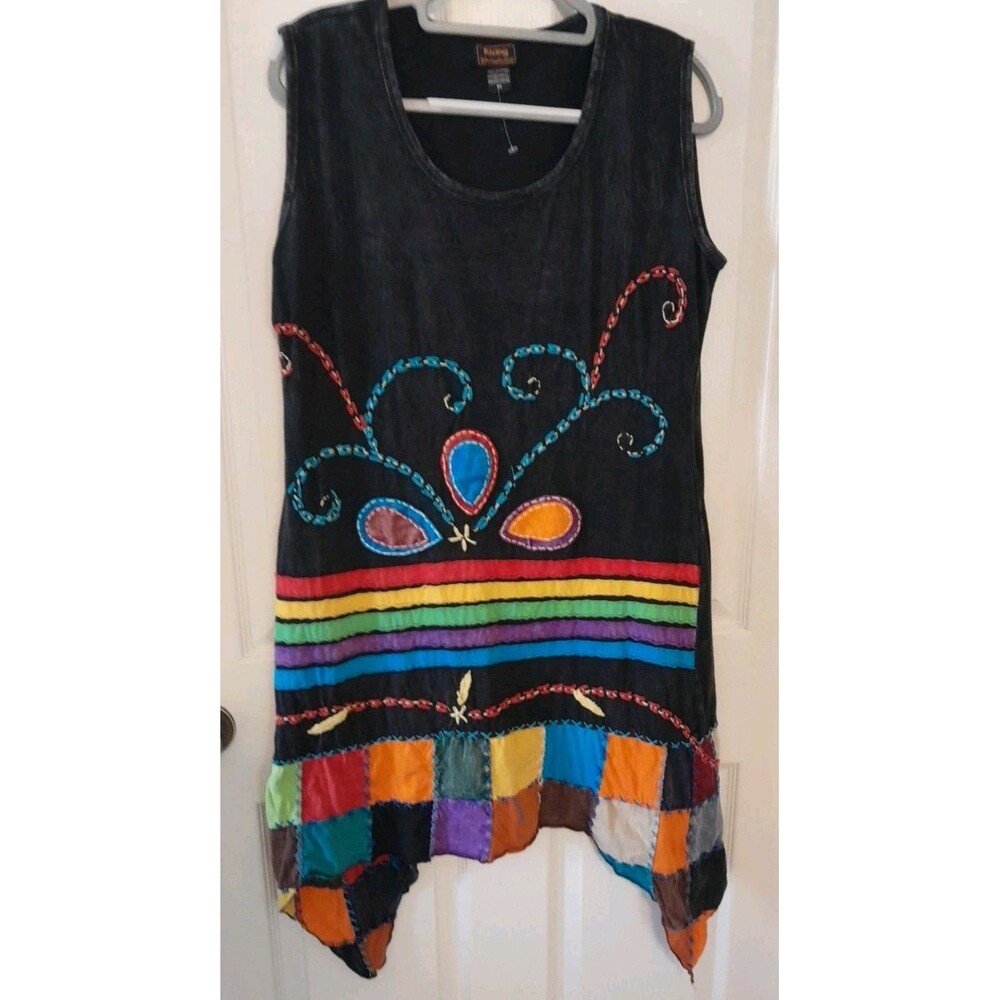 Rising International Medium Black Patchwork Embro… - image 1